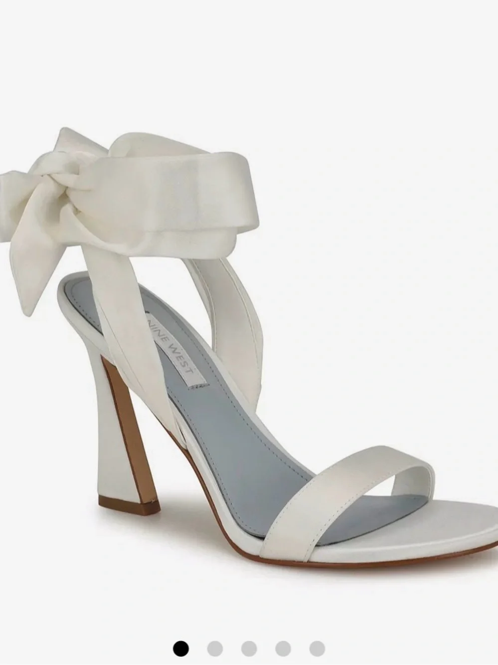 Nine West Ivory Satin Ankle-Tie Heels